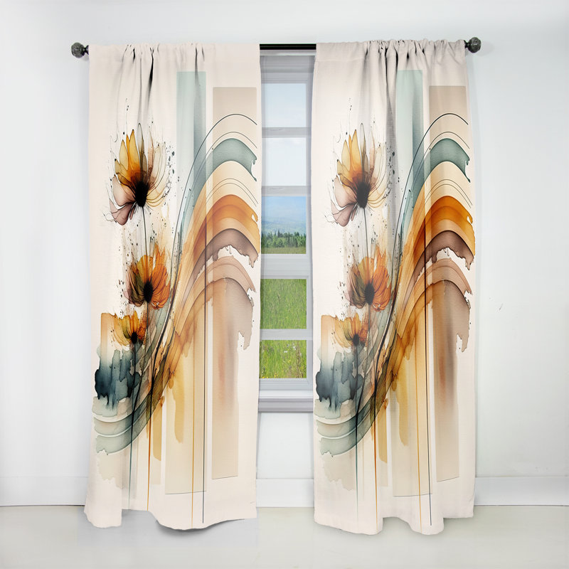 Isanotski - rideau en velours floral - 1 panneau, L 52 po x L 95 po