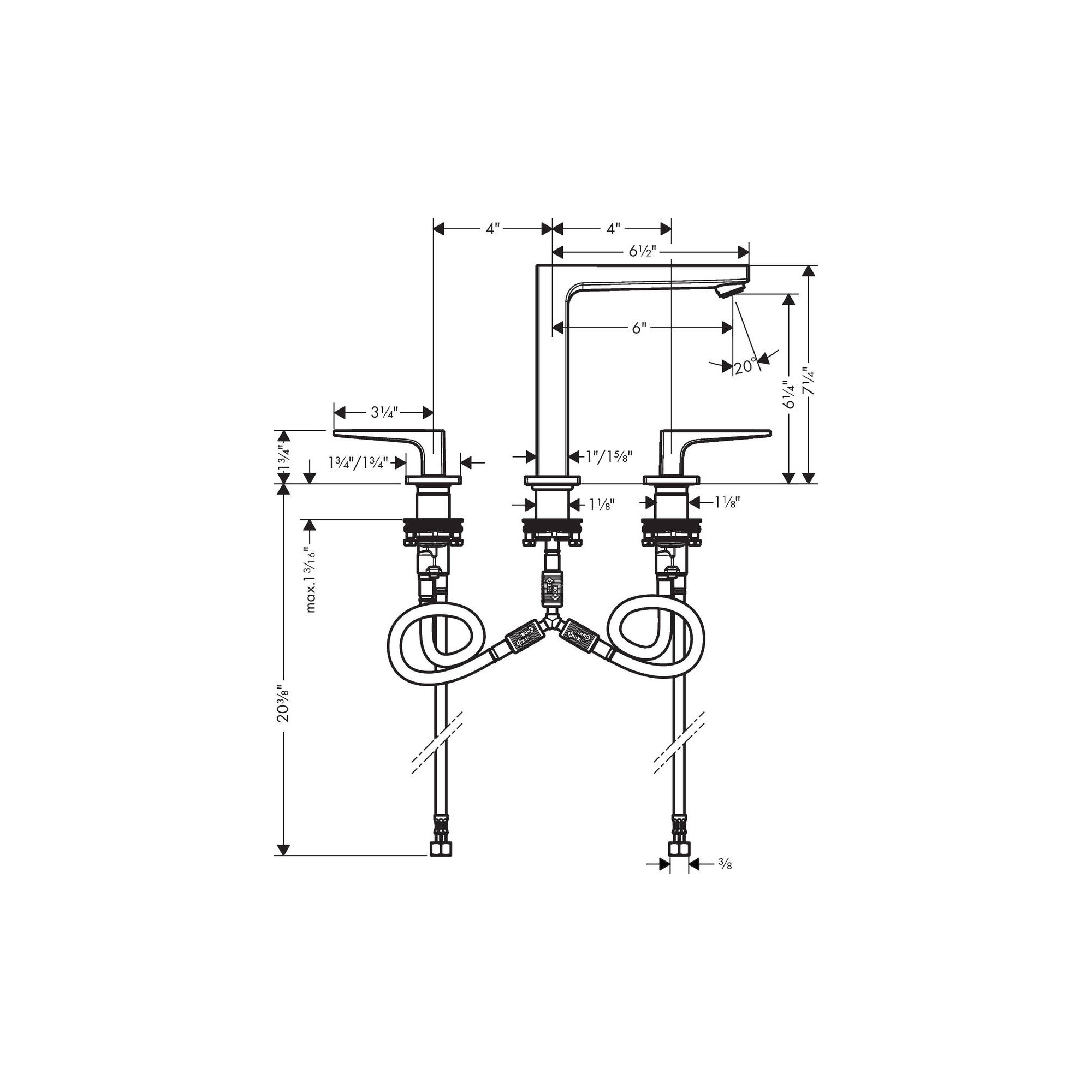 Metropol Low Flow Water Saving Widespread Bathroom Faucet, Brushed Nickel