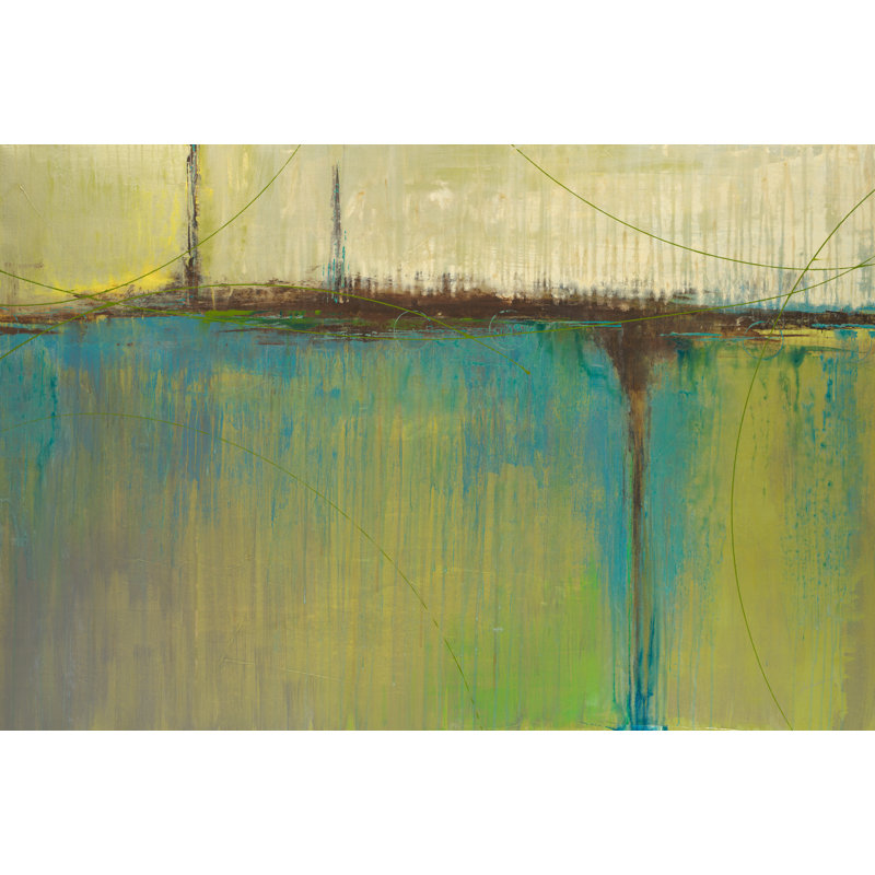 Lime clair - peinture sur toile tendue, H 47 po x l 70 po x P 1,5 po, Couche de verre