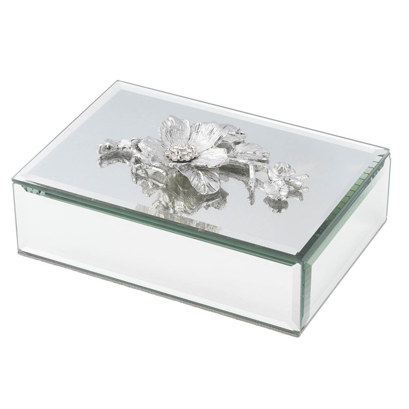 Botanica Glass Decorative Box, Silver