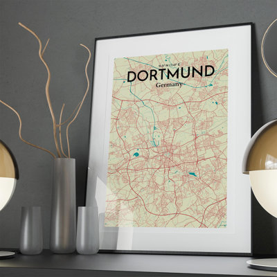 Dortmund City Map In Tricolour - No Frame Print