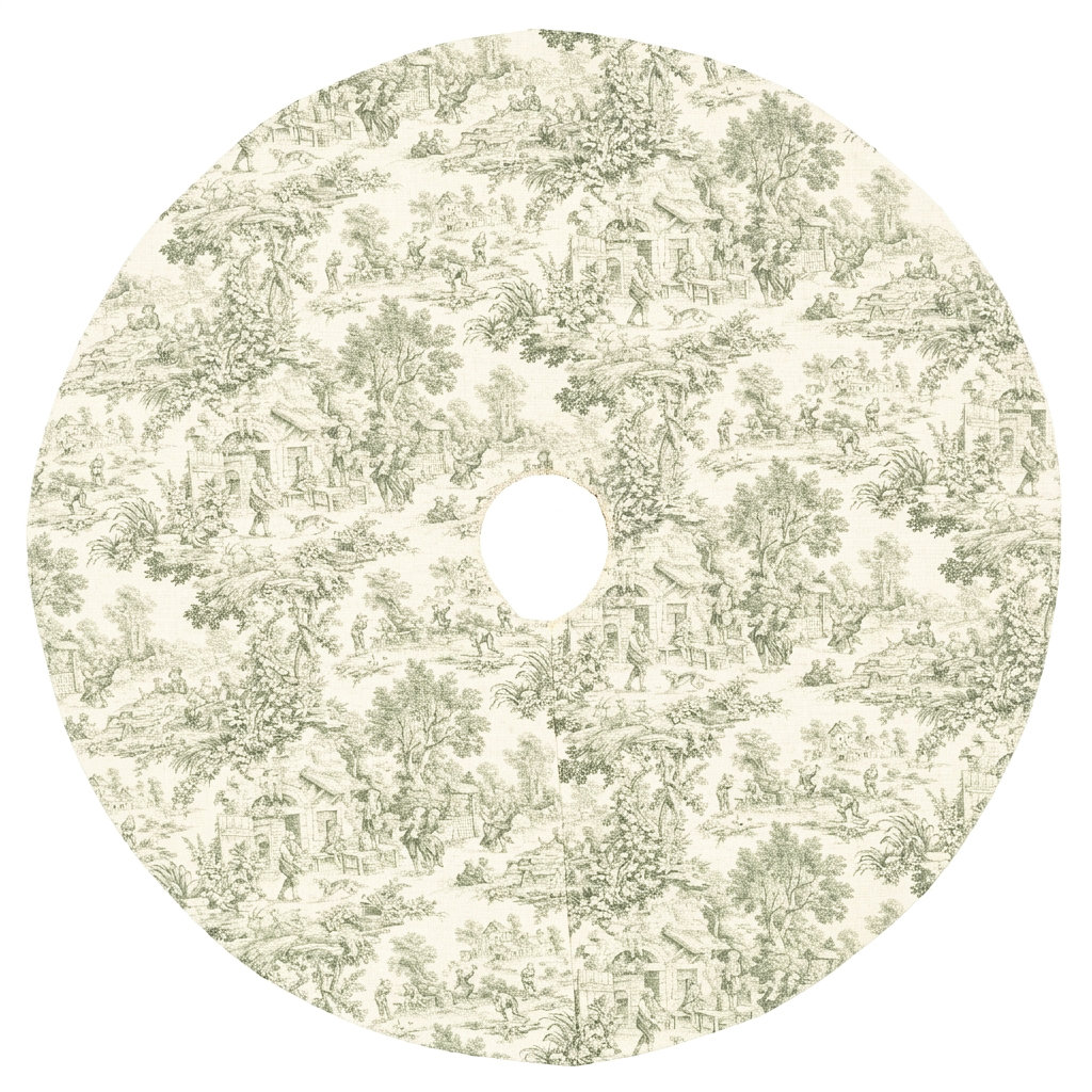 Toile Christmas Tree Skirt, Green, 36"