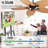 Palm Island Tropical Ceiling Fan With 5 Palm Leaf Blades, Indoor/Outdoor No Light Fan, Pull Chain Control, Dual Mounting Options