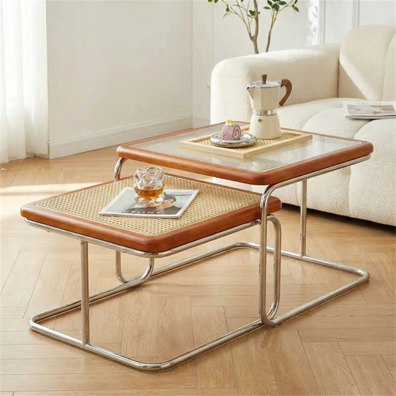 Table basse gigogne, brun