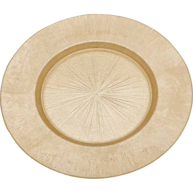 Light Gold Antique Glass Charger Plate 13"D