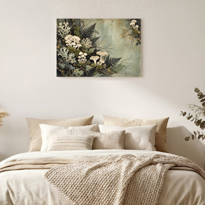 Art mural sur toile Gallery Wrap pour le salon, la chambre à coucher, le bureau ou le vestibule - décoration murale décorative avec champignon forêt