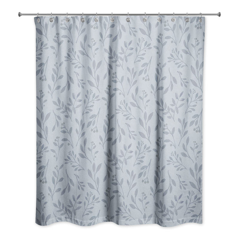 Rideau de douche simple à motif floral, Bleu