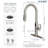 MASO Touchless Kitchen Faucet with Pull-Down Sprayer, Fahrenheit Temperature Display, 3 Spray Modes, 360° Swivel, Commercial Modern Faucet for RV, Farmhouse, Camper, Laundry & Bar, Brushed Nickel-125898336