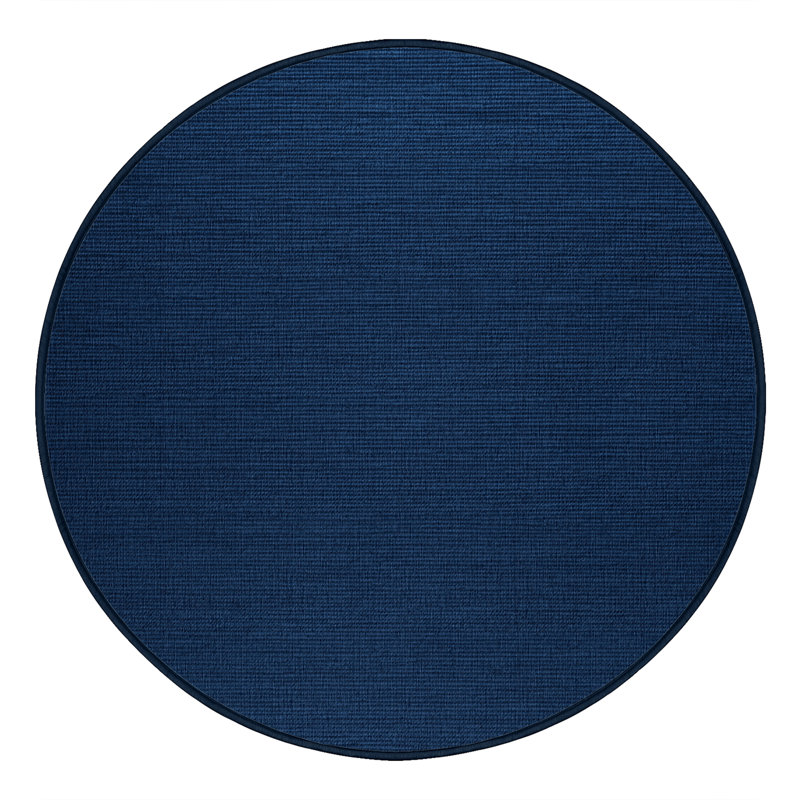 Tapis bleu uni lavable à la machine, Rond 7 pi