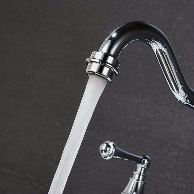 Bridge Dual Handles Kitchen Faucet With Pull-Out Side Spray, Chrome