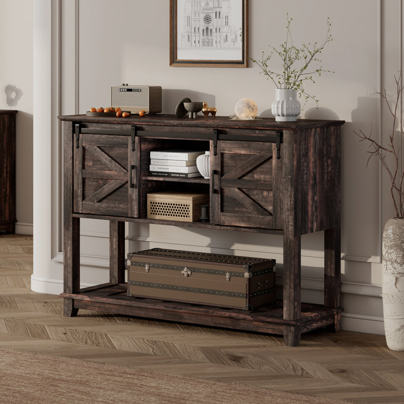 Kiall 0'' Console Table, Dark Rustic Oak