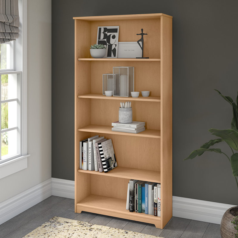 Shelonda 5 Shelf 66" Standard Bookcase, Natural Maple