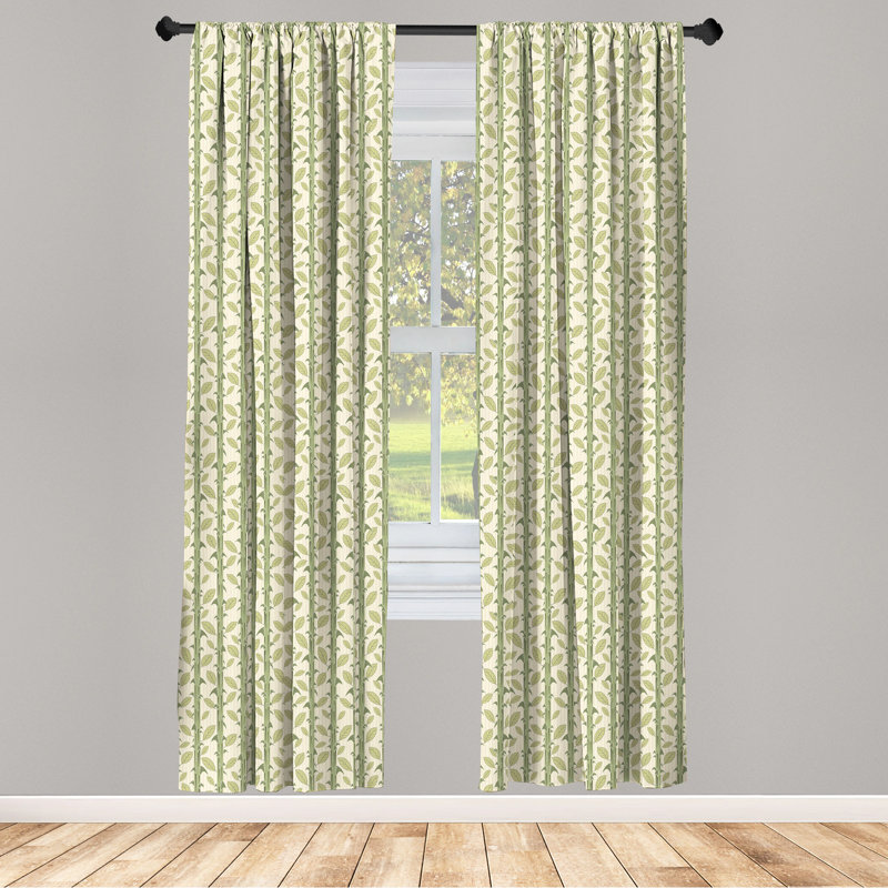 Botanical Floral Semi-Sheer Rod Pocket Curtain Panels, 28" x 95"