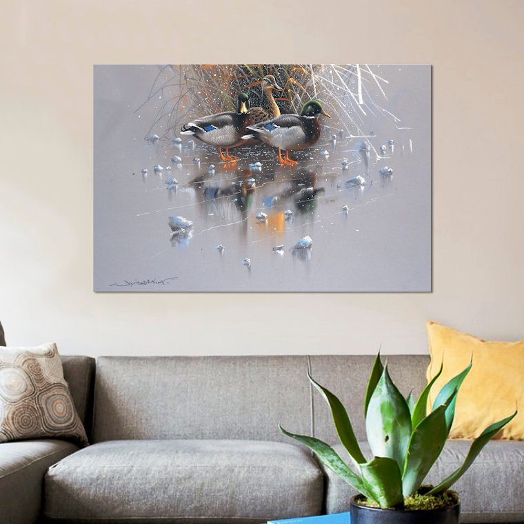 « three ducks », impression sur toile, H 8 po x l 12 po x P 0,75 po, Pas de tapis, Toile tendue