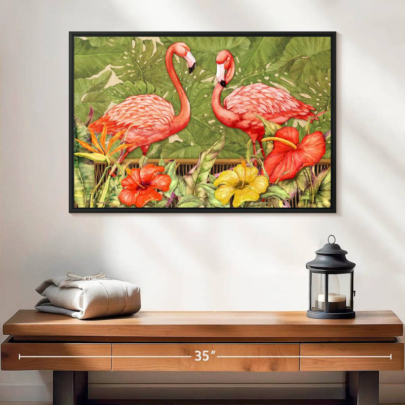 Flamant rose tropical, H 17 po x l 25 po