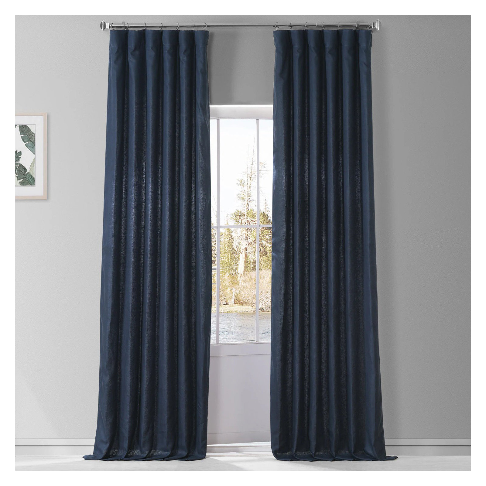Briella French Linen Room Darkening Curtain, Walnut Beige, 50" W x 120" L