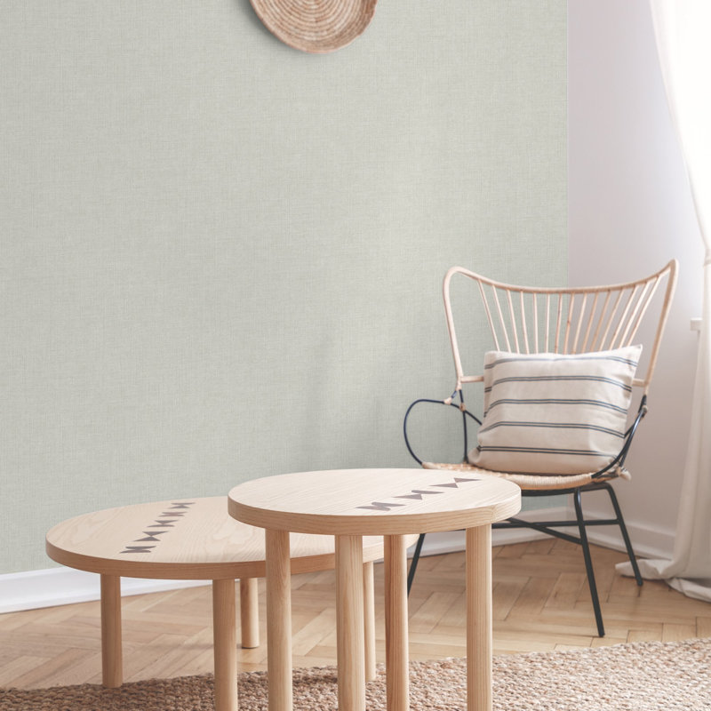 Inia Collection Textile Plain Wallpaper Roll, Olive Green