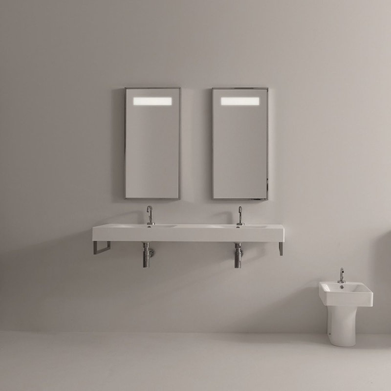 Lavabo mural Cento 3536 en blanc brillant et console murale Cento en noir mat