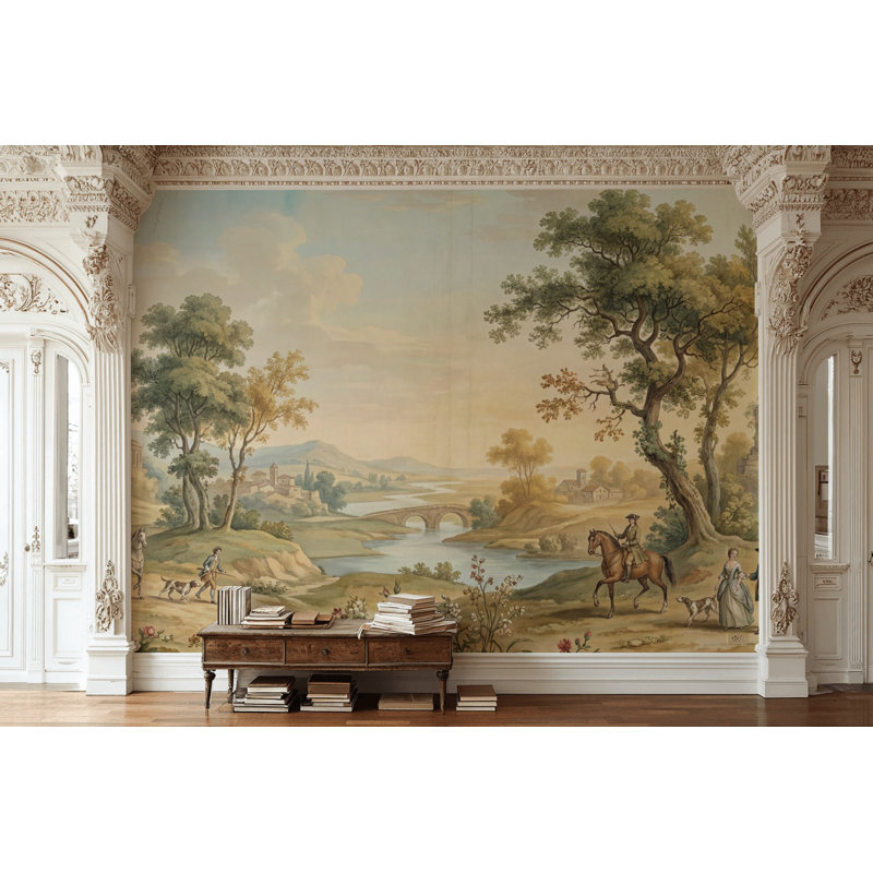 Papier peint classique pastorale paysage serein, Non-Woven Nonpasted, 160 po x 108 po