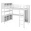 Lit mezzanine en métal avec garde-robe et bureau en L, cubes de rangement et tablettes-3990131