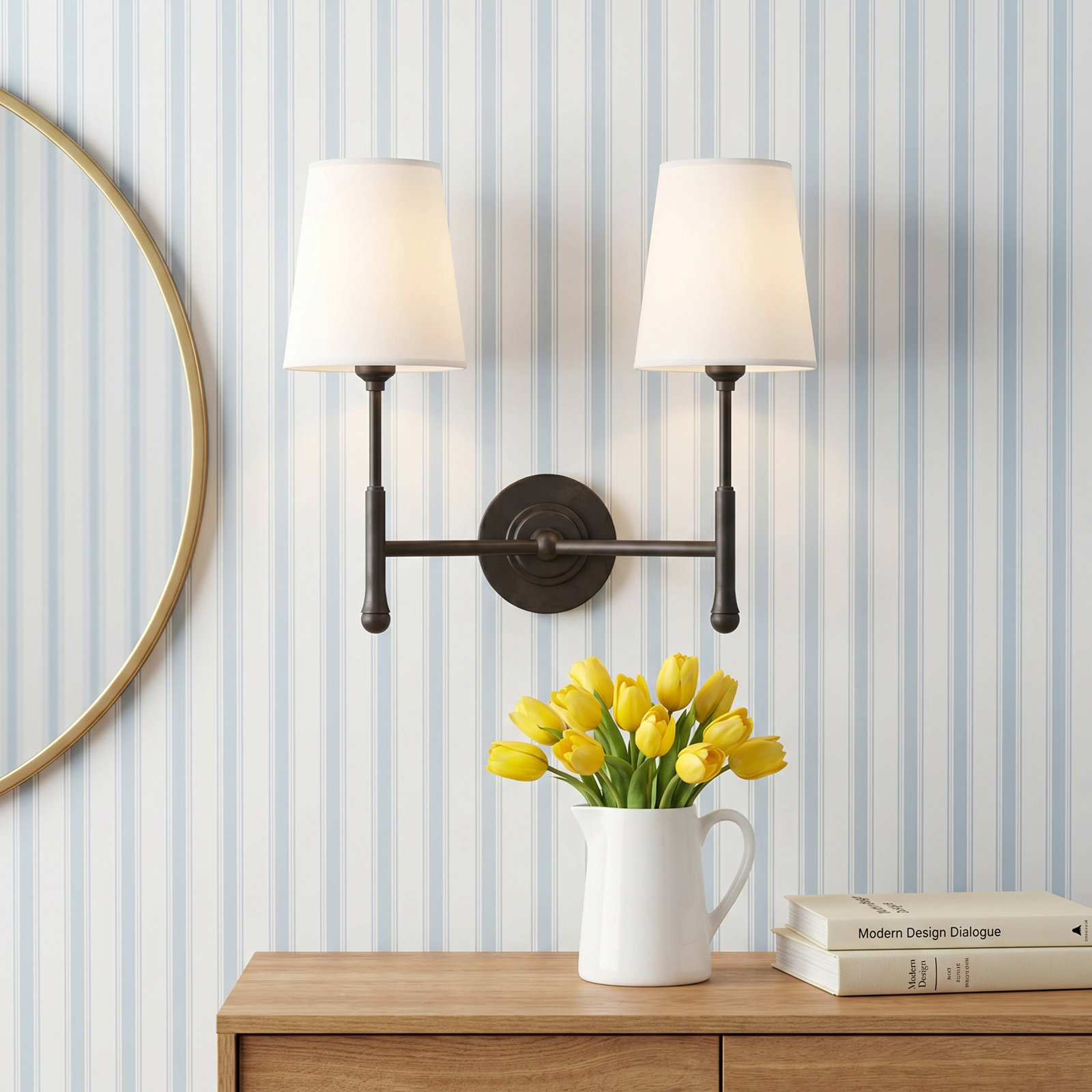 2-Light Dimmable Wallchiere, Aged Iron