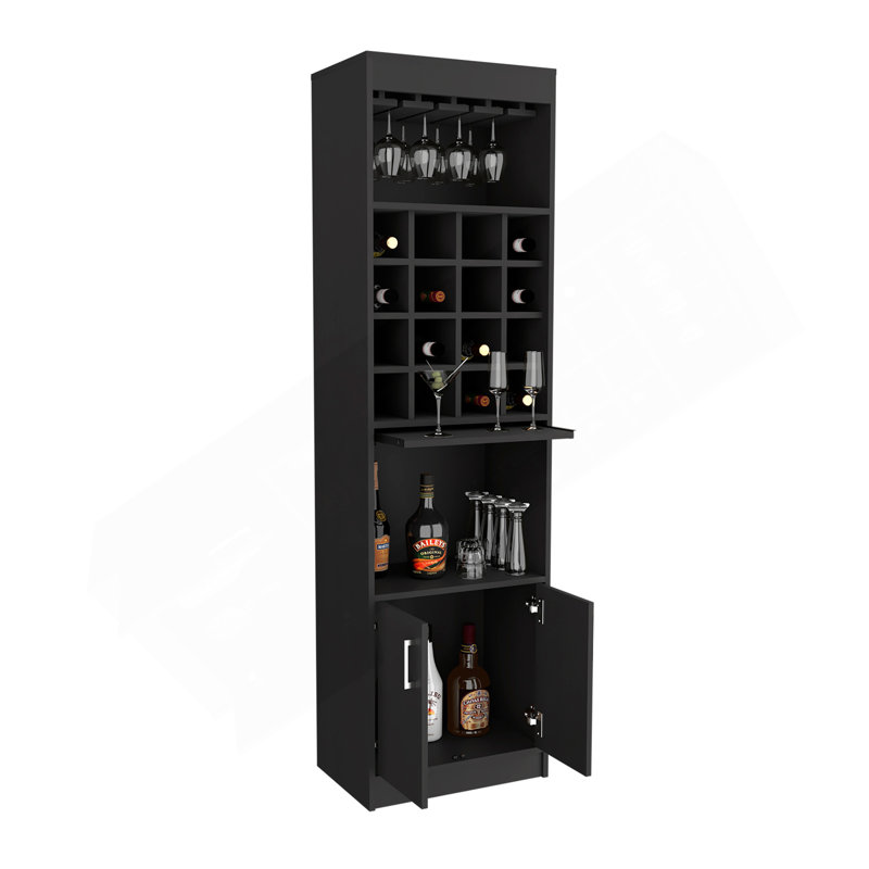 Armoire de bar Being Kava, double porte, deux tablettes, seize porte-bouteilles encastrés