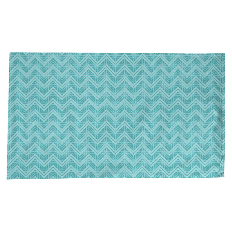 Stephenie Classic Hand Drawn Chevrons Tablecloth, Light Teal