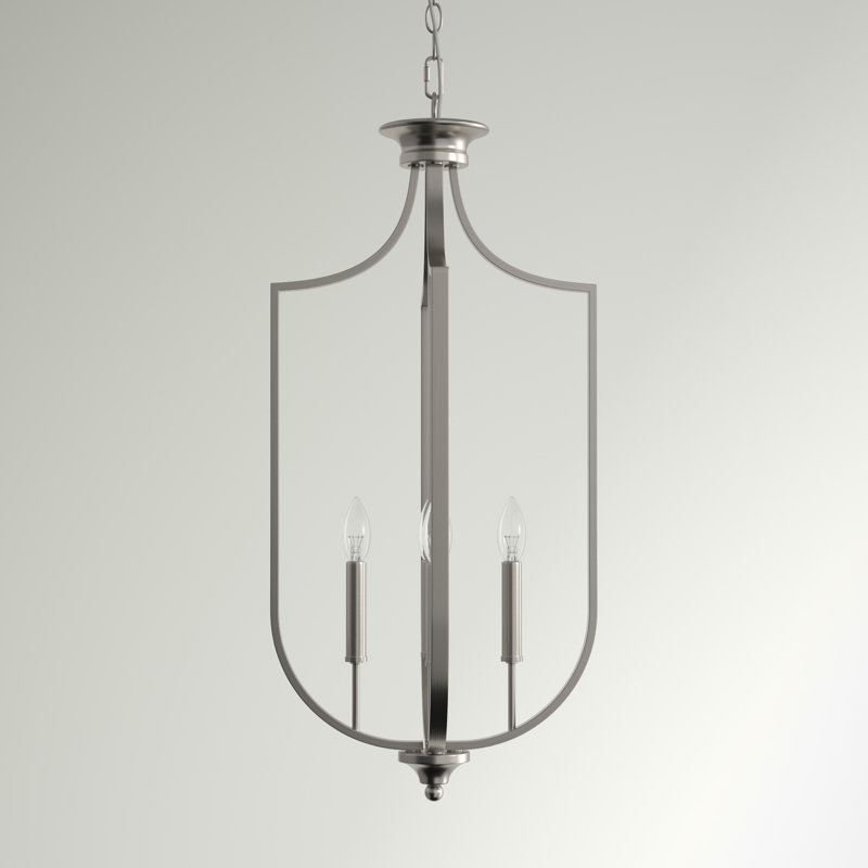 Lemond 4 - Light Dimmable Lantern Geometric Chandelier, Brushed Nickel