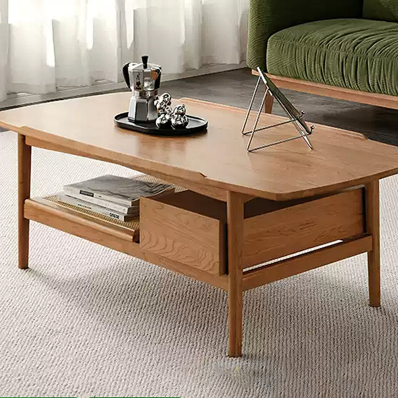 Nordic minimalist solid wood coffee table