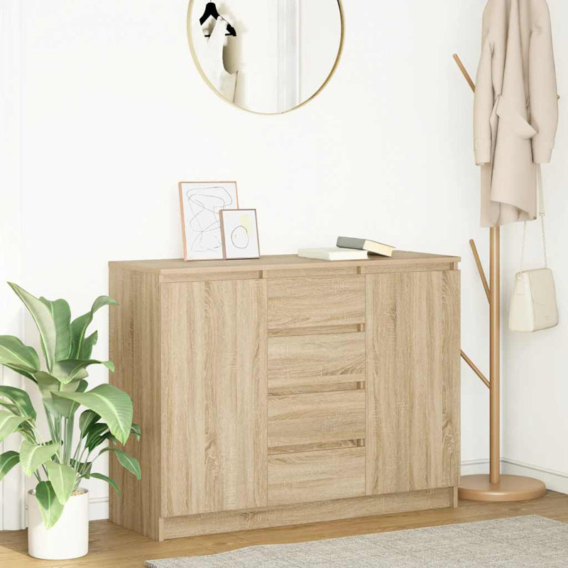 Sideboard With Drawers 100.5X35x76 Cm Engineered Wood, Sonoma Oak