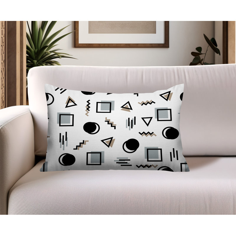 Coussin lombaire réversible intérieur / extérieur Prisma Abstract, Rectangle H 18 po x l 25 po, Black