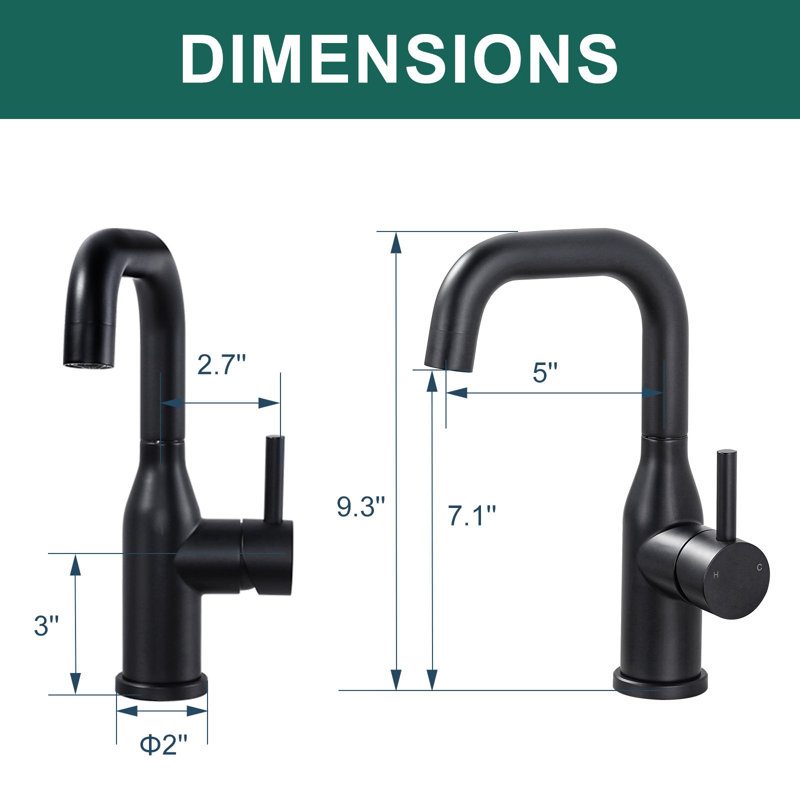 Single Handle Deck Mounted Bar Faucet Inclued Supply Lines, Matte Black