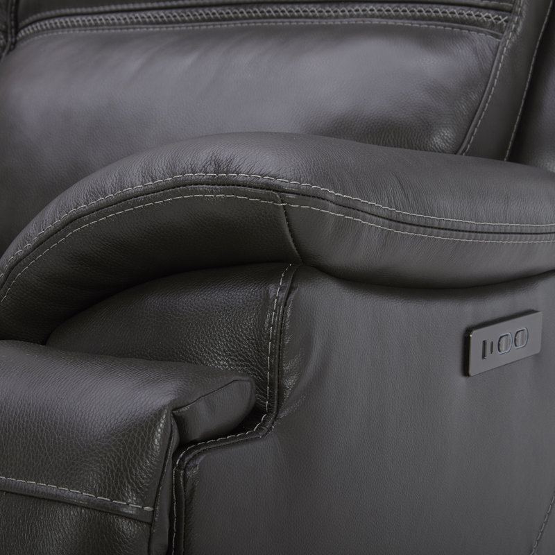 Graphite Gray Leather Sleeper Loveseat with Cup Holder