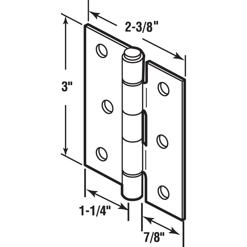 Screen Door Replacement Hinges, 3 In. Long, Steel, Aluminum (2-Pack)