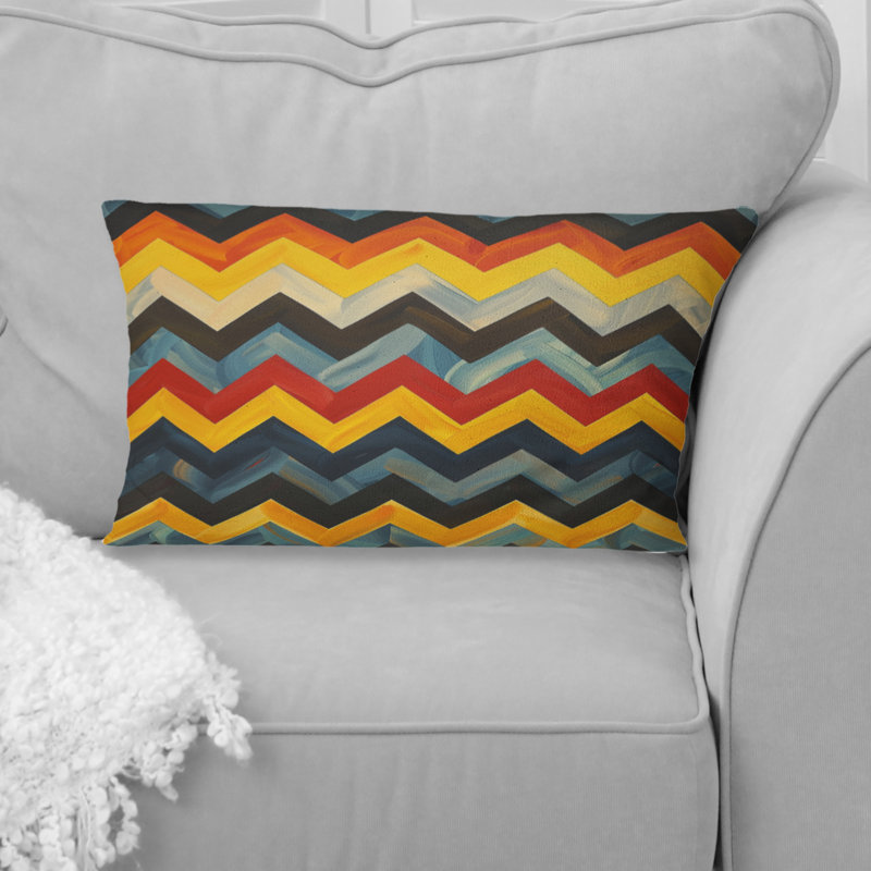 Coussin lombaire à chevrons bleu et orange Harmony III