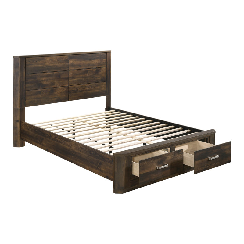 Jare Platform Storage Bed in Rustic Walnut