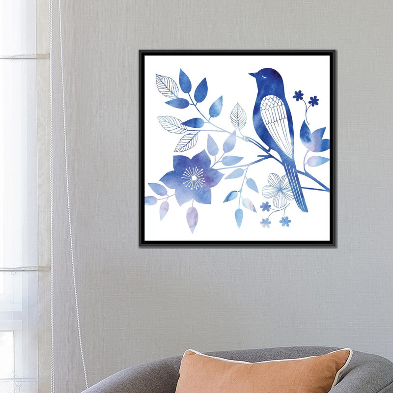 « aviaire twilight i », impression sur toile, H 18 po x l 18 po x P 1,5 po, Toile avec cadre noir, Pas de tapis