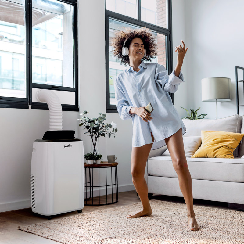 Compact White Portable Air Conditioner with Remote Control