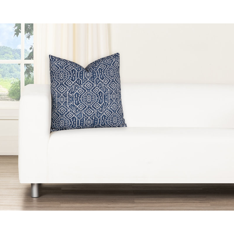 Coussin décoratif Magnolia Home Fashions Mesa, Bleu géométrique, Polyester, H 22 po x l 22 po
