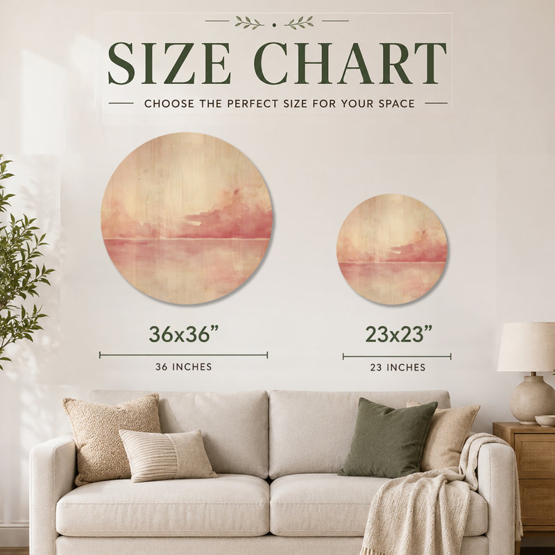 Décoration murale bois rond Blush Cloud Horizon - Nature, Rond 23 po, Round