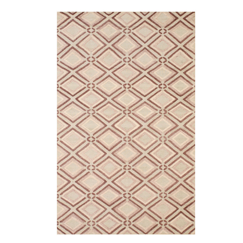 Tapis géométrique contemporain en laine noué à la main Hensley Diamond