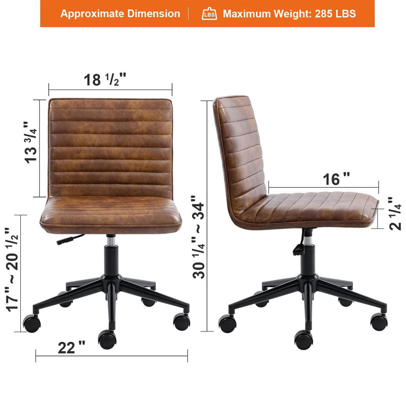 Faux Leather Mid Back Swivel Computer Task Desk Chair, Faux Leather Dust Yellow, Black