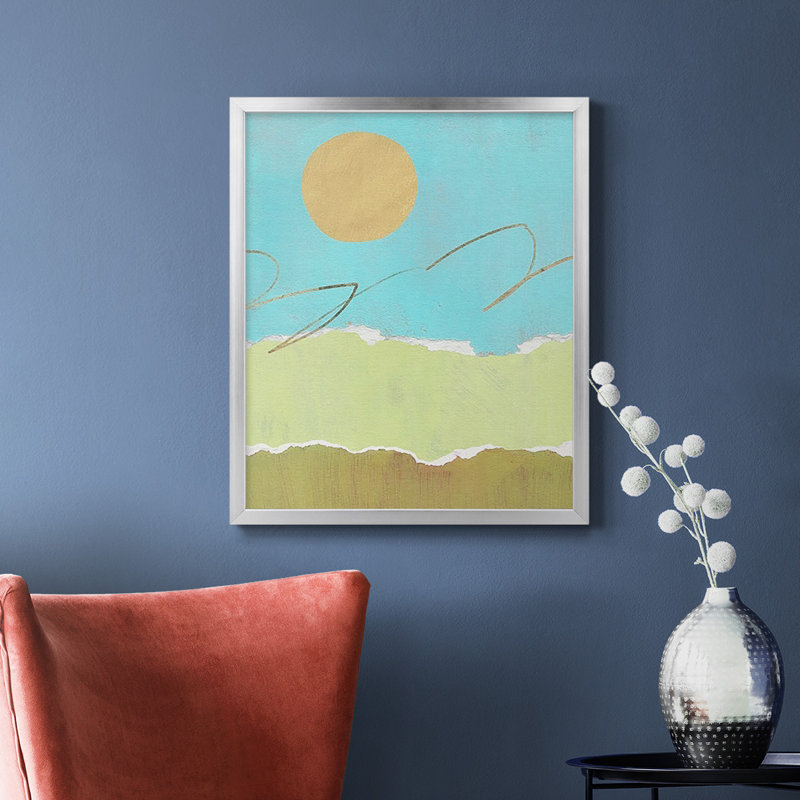 Toile encadrée de qualité supérieure verte et dorée I - prête à être accrochée, H 24 po x l 20 po, Argent