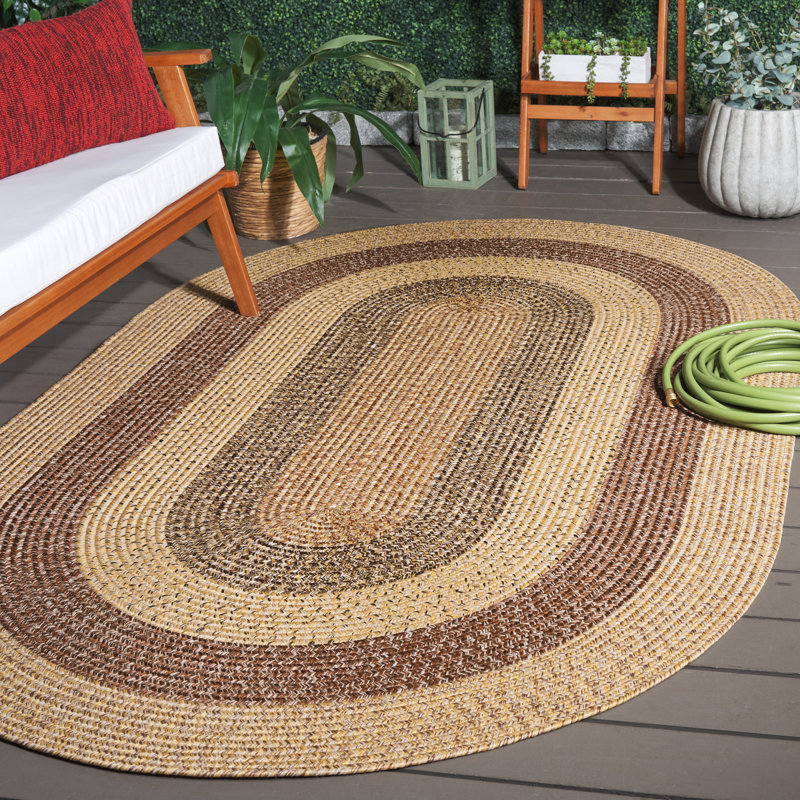 Tapis d'intérieur / extérieur lavable à la machine Performance Chevron Freshour, Ovale 5 pi x 8 pi