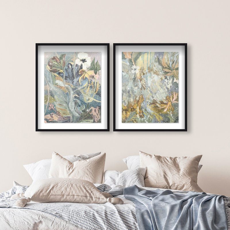 Moss Overlap Set Shadowbox Abstract Print by Oliver Gal, Black Frame, 16 x 20, 75"H x 63"W, Black Shadowbox