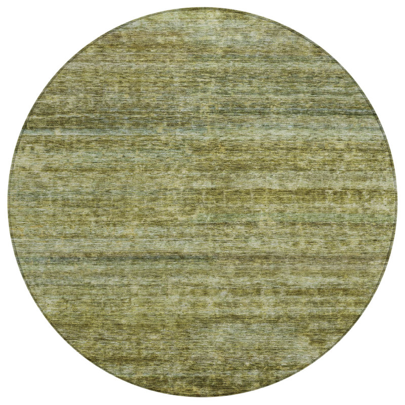 Terrae Green Washable Indoor-Outdoor Rug - , 8' x 8'