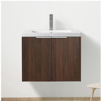 Armoire de salle de bain avec lavabo, porte, installation flottante, petite salle de bain de 24 po, 24 po x 18 po