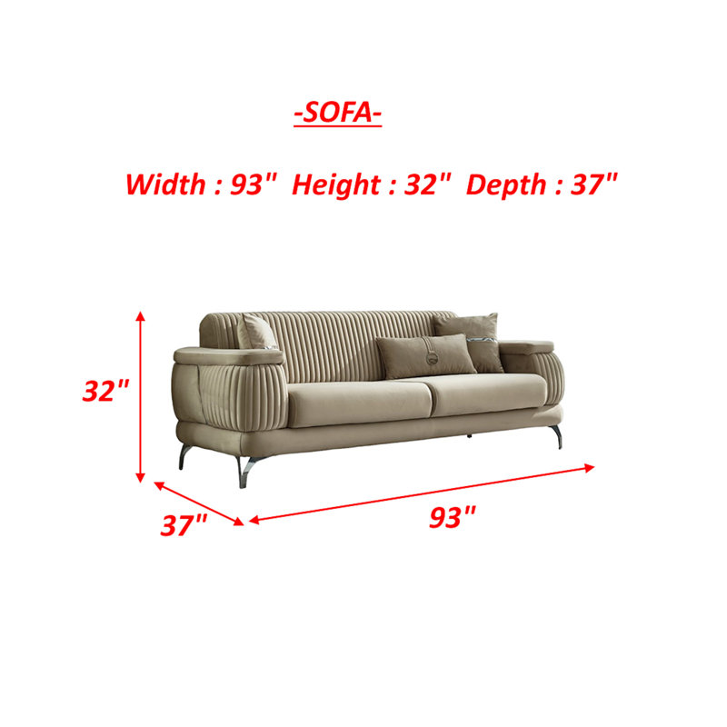 Resital Convertible Sofa with Storage, Beige Velvet