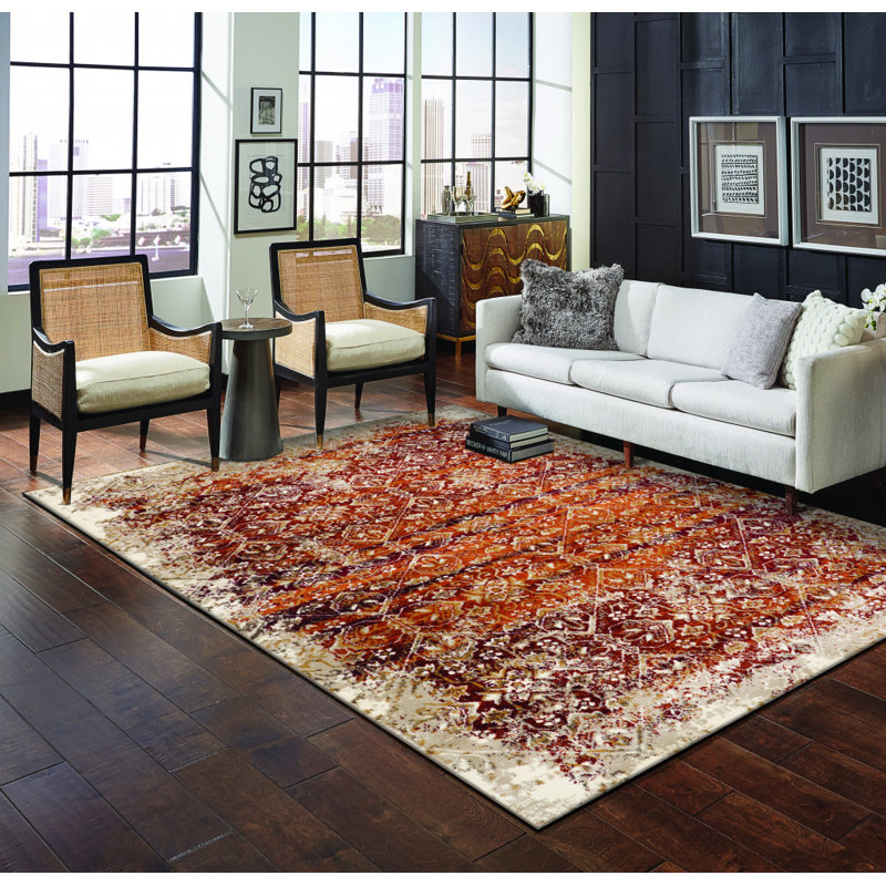 Tapis oriental rouille 5 pi x 8 pi Dhurrie