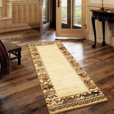 5 pi 3 po Tapis beige X 7 - polypropylène, teinté, pour les entrées de maison
